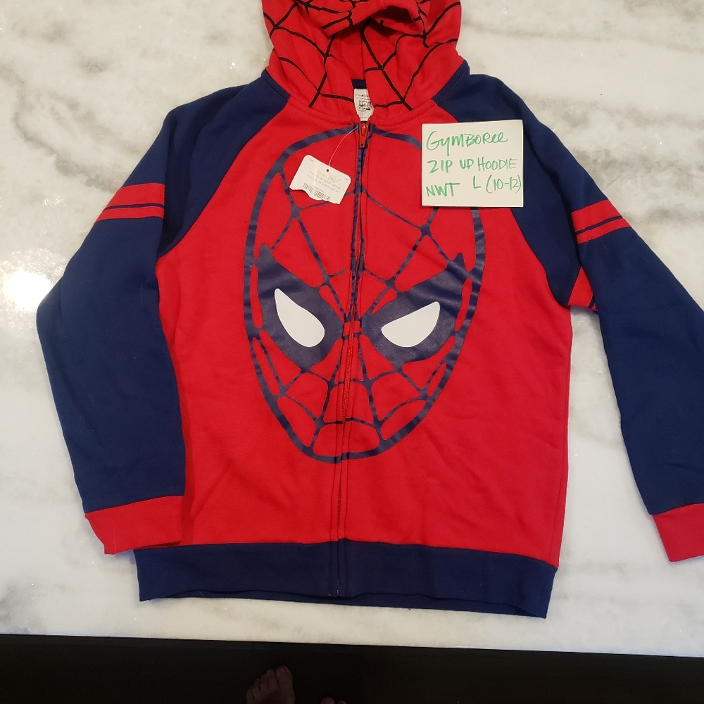 Gymboree size 10/12 zip up hoodie new with tags- Spiderman